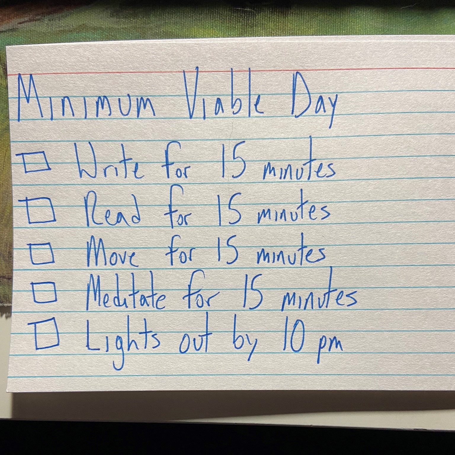 Minimum Viable Day notecard